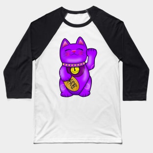 Purple For Oppurtunity Maneki Neko Lucky Cat Baseball T-Shirt